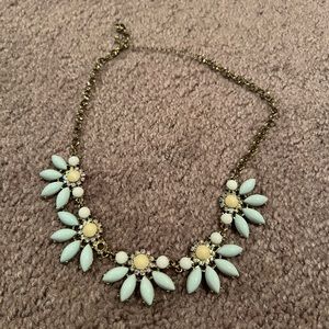 Blue and cream floral chunky necklace